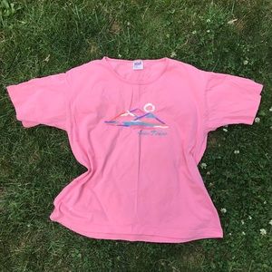 Vintage 90s embroidered pink Lake Tahoe tee